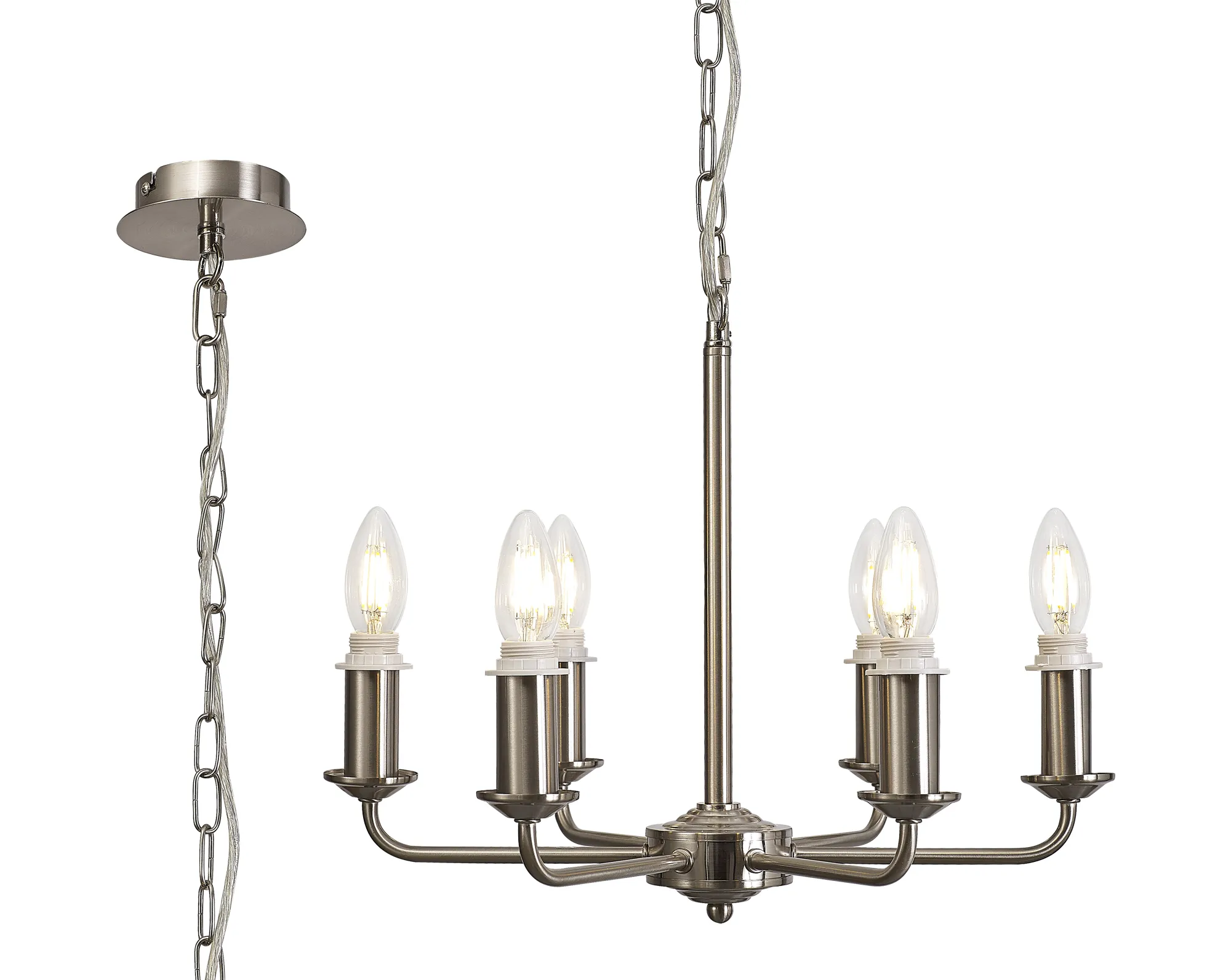 D0672  Banyan Pendant/Semi Flush 6 Light Satin Nickel